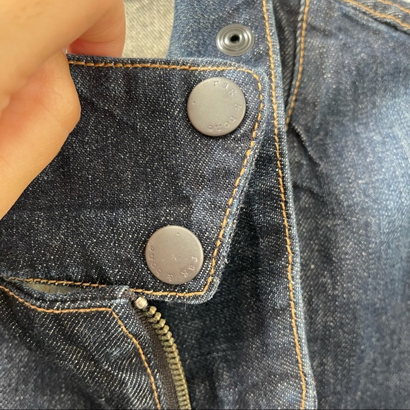 Rag & Bone Zip Front Dark Denim Jacket With Leather Sleeves Size Small - Picture 5 of 6